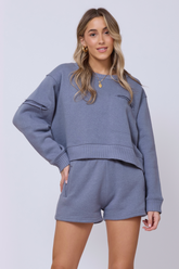 Vintage Havana | Storm Blue Essential Fleece Crewneck
