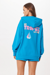 Vintage Havana | Bright Blue St. Tropez Jet Setter Surf Wash Zip Up