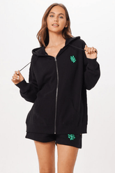 Vintage Havana | Black Tulum Jet Setter Surf Wash Zip Up