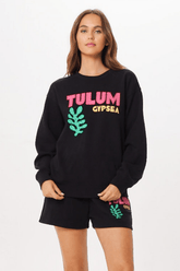 Vintage Havana | Black Tulum Jet Setter Surf Wash Crewneck