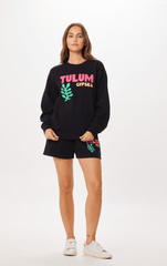 Vintage Havana | Black Tulum Jet Setter Surf Wash Crewneck