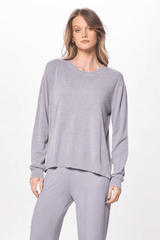 Vintage Havana | Cool Grey Plush Knit Crewneck