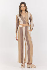 Vintage Havana | Woven Metallic Stripe Surplus Top