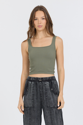Vintage Havana | Olive Seamless Tank Top