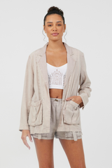 Vintage Havana | Khaki Tencel Blazer