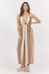Vintage Havana | Woven Metallic Stripe Jumpsuit
