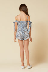 Vintage Havana | PASTEL LEOPARD SMOCKED TOP