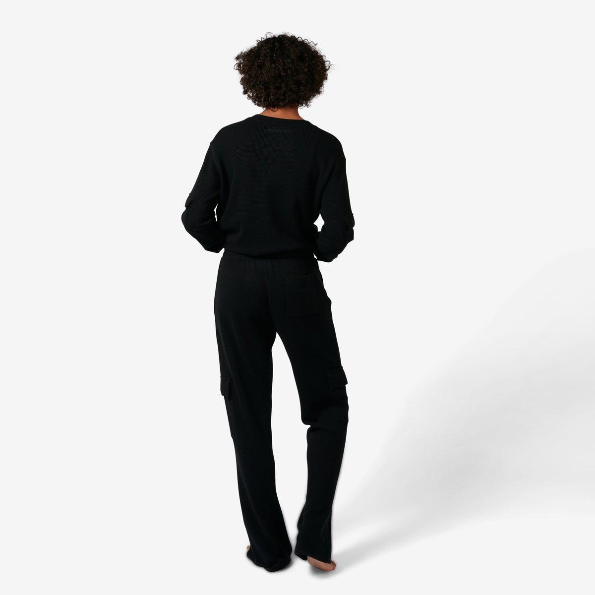 TomboyX Modal Cloud Waffle Cargo Pant - Black Beauty