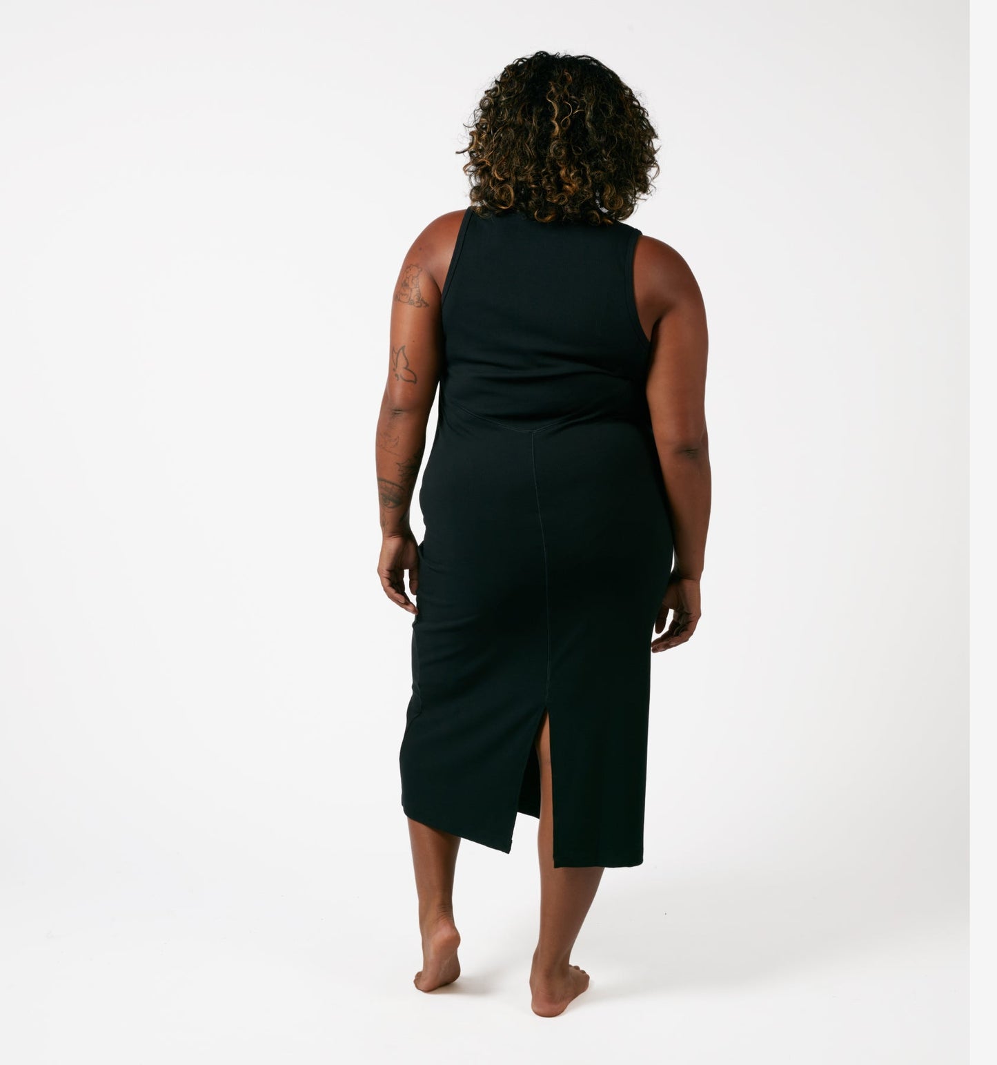 TomboyX Bamboo Rib Sleeveless Midi Dress - Black