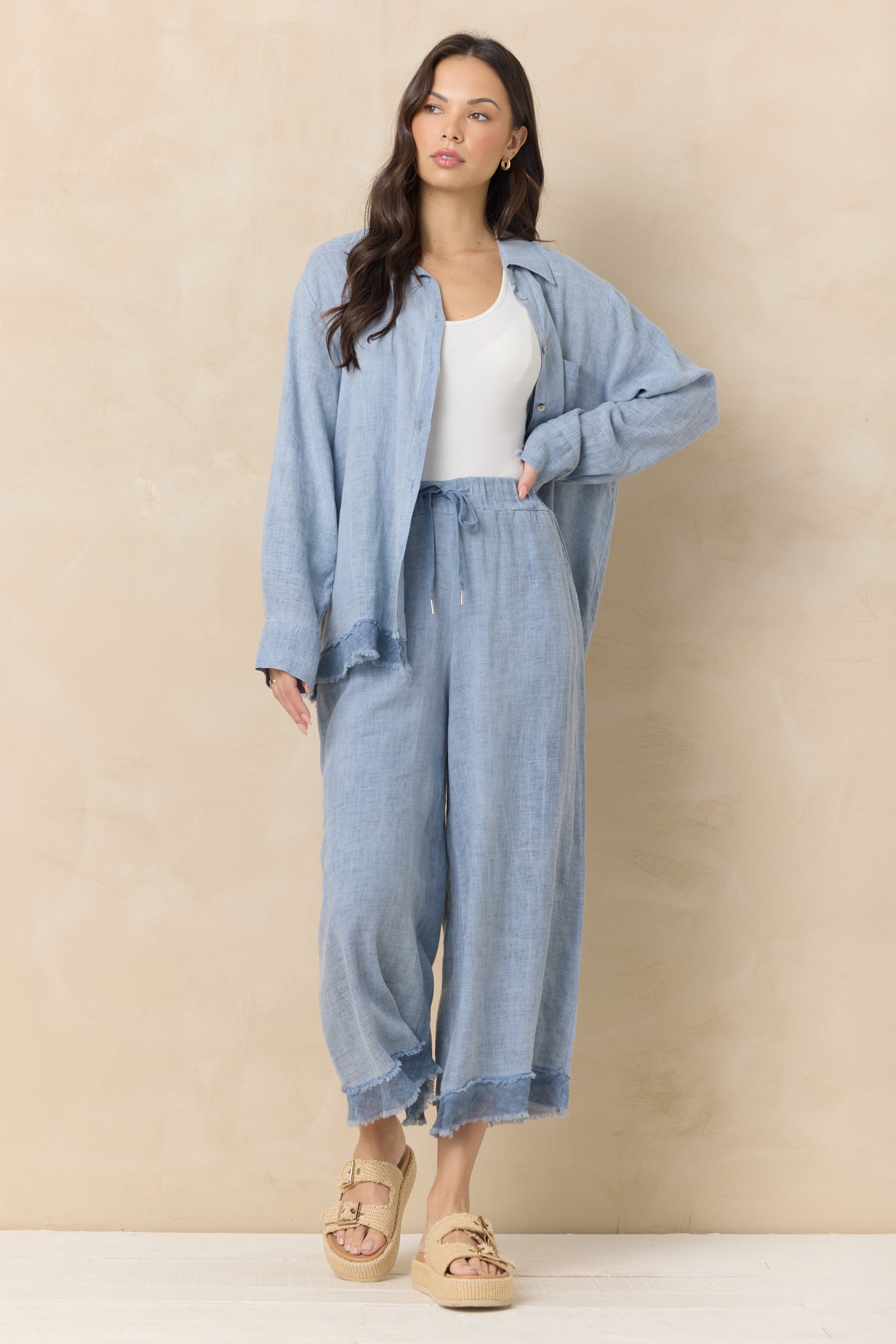 Vintage Havana | Drapey Linen Button Down