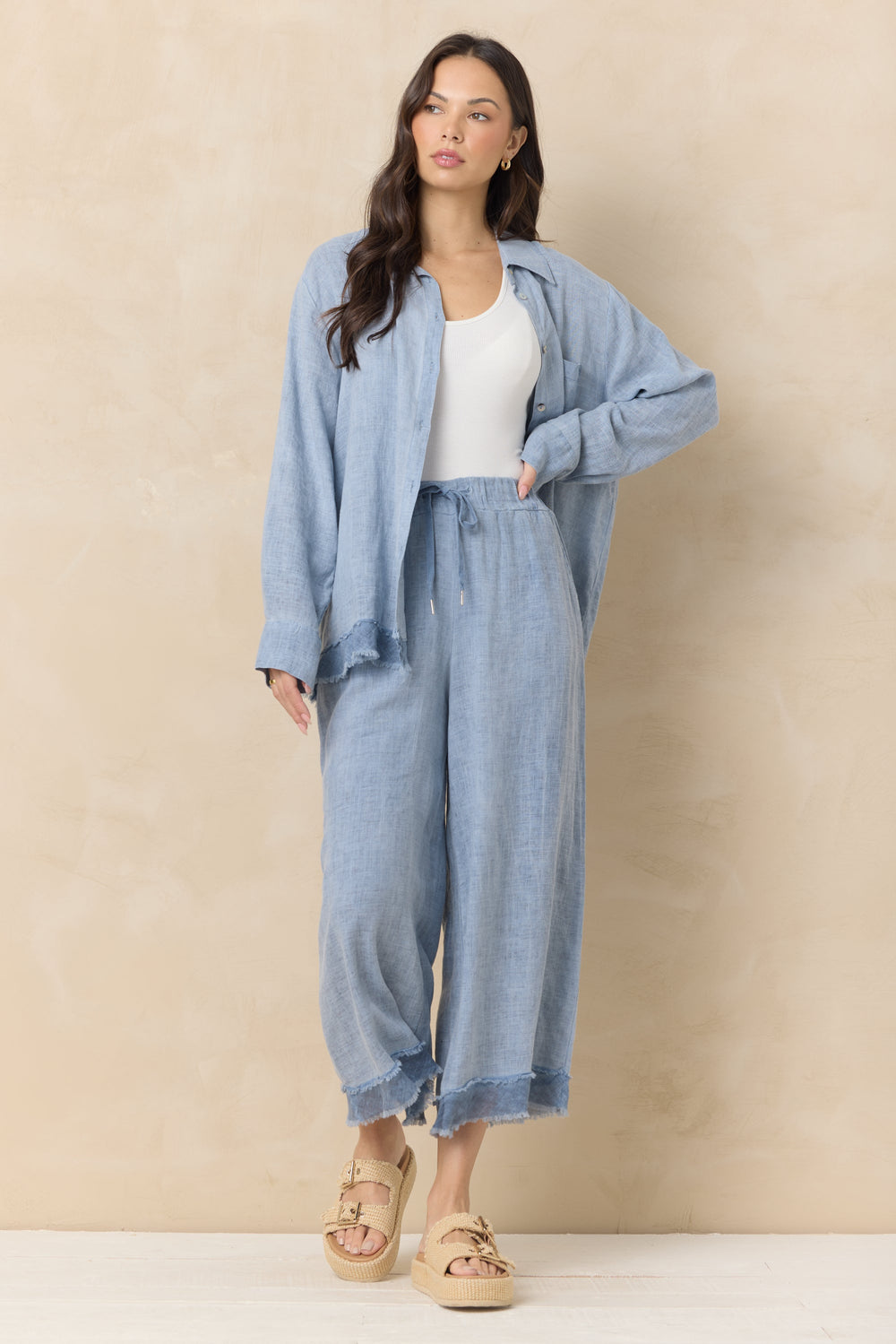 Vintage Havana | Drapey Linen Button Down