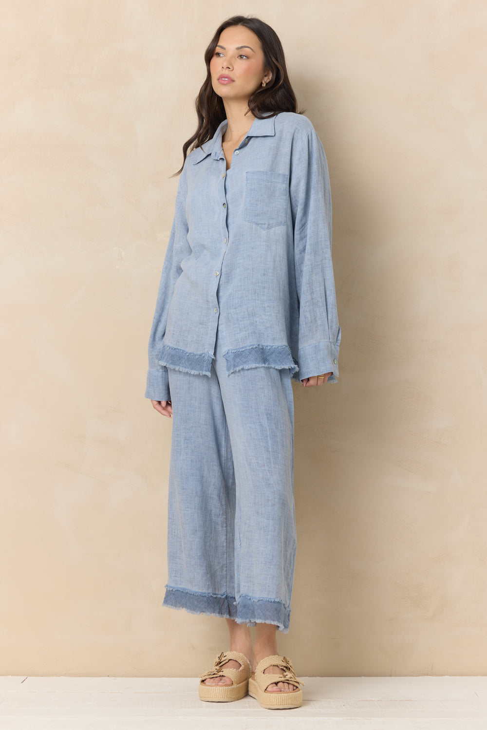 Vintage Havana | Drapey Linen Button Down