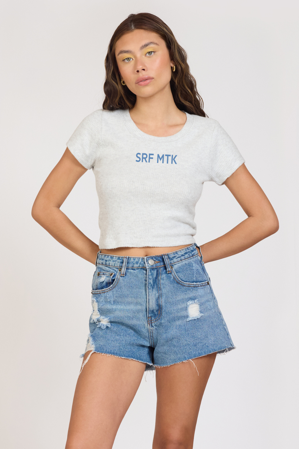 Vintage Havana | "Surf MTK" Harbor Grey Rib Hacci Cropped Tee