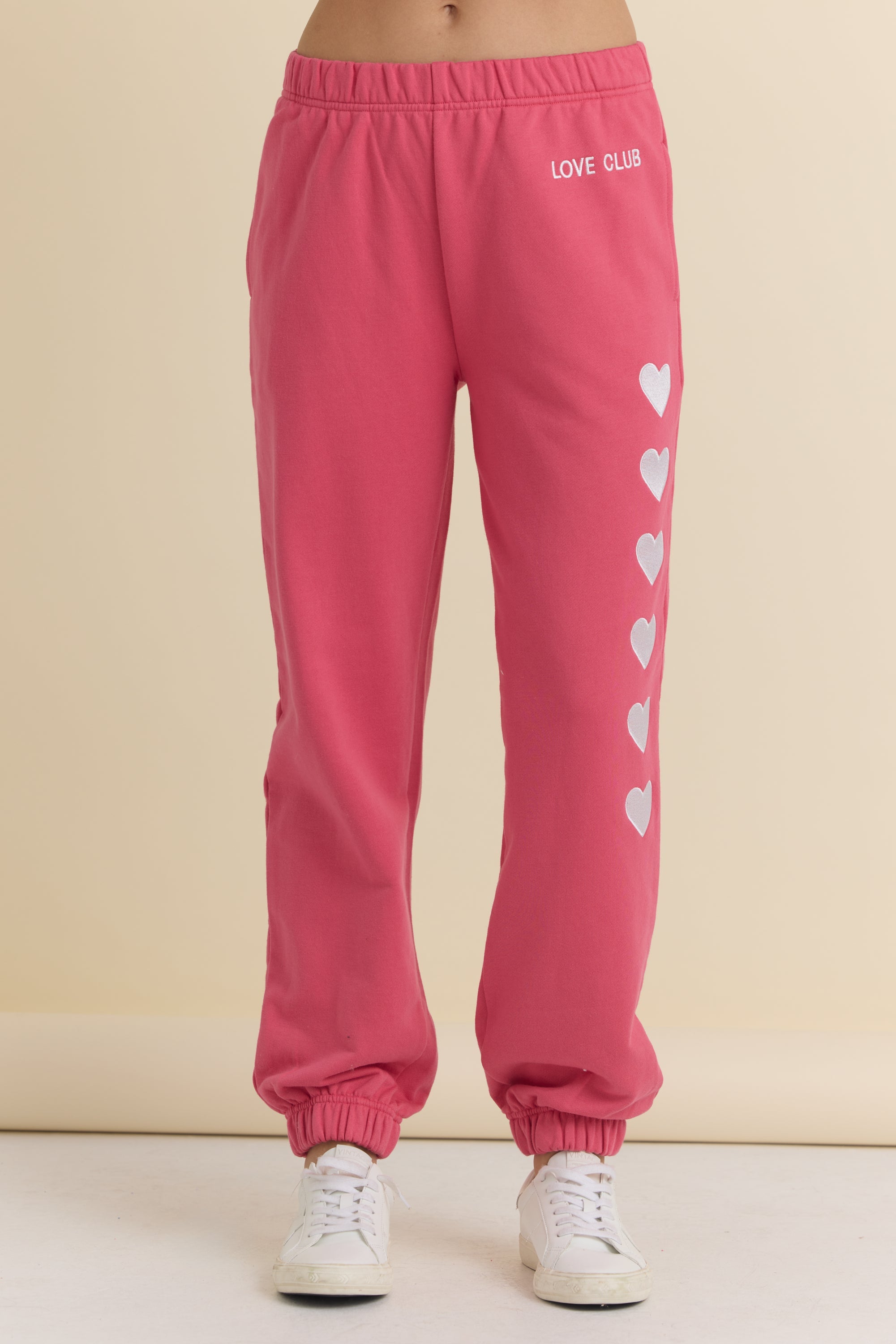 Vintage Havana | Heart Embroidered French Terry Joggers