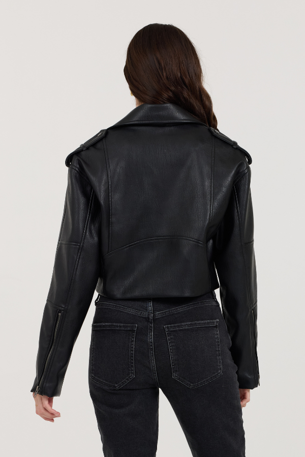 Vintage Havana | Black Leather Moto Jacket