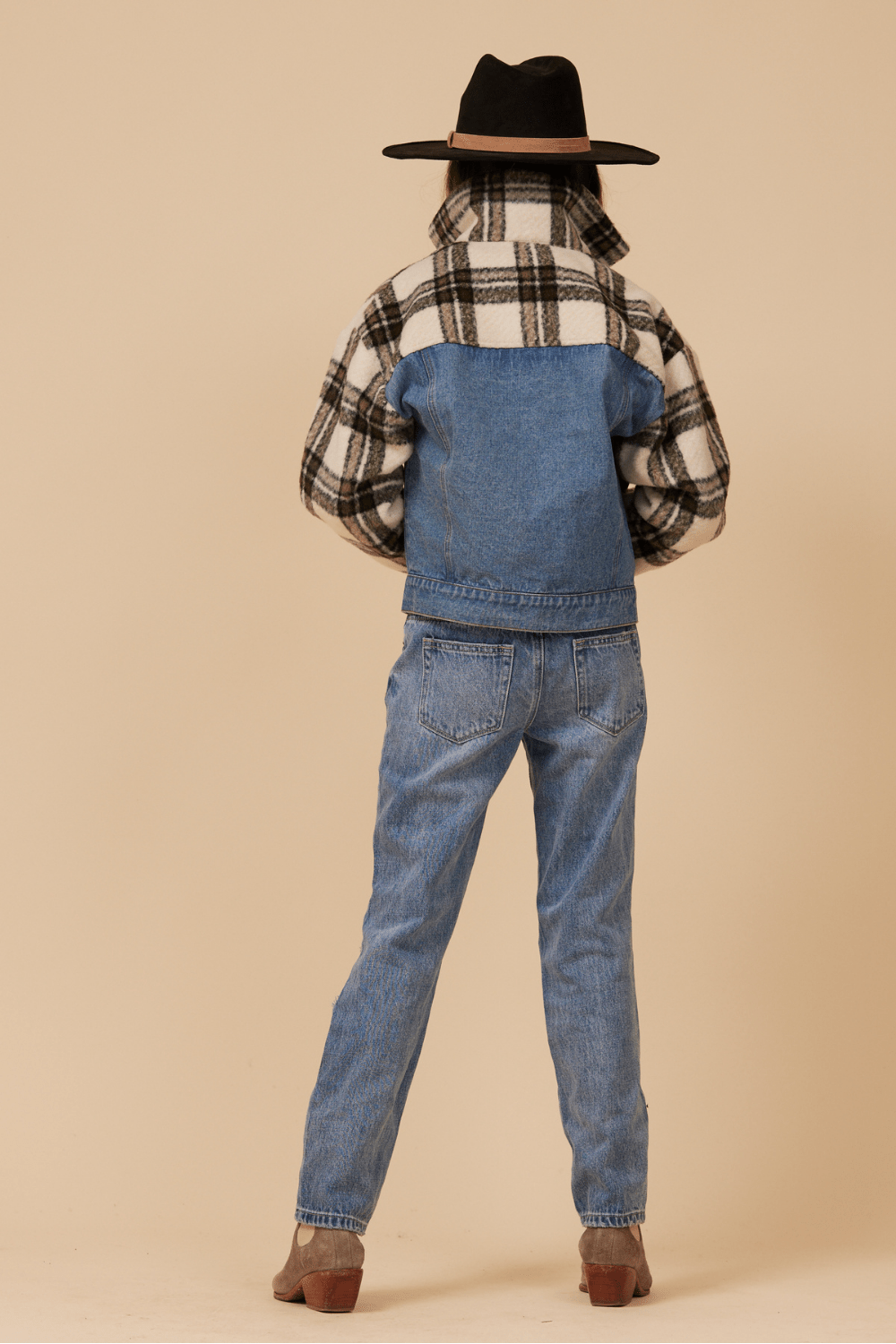 Vintage Havana | DENIM AND PLAID JACKET