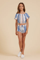 Vintage Havana | Clearwater Stripe Off Shoulder Bell Sleeve Top