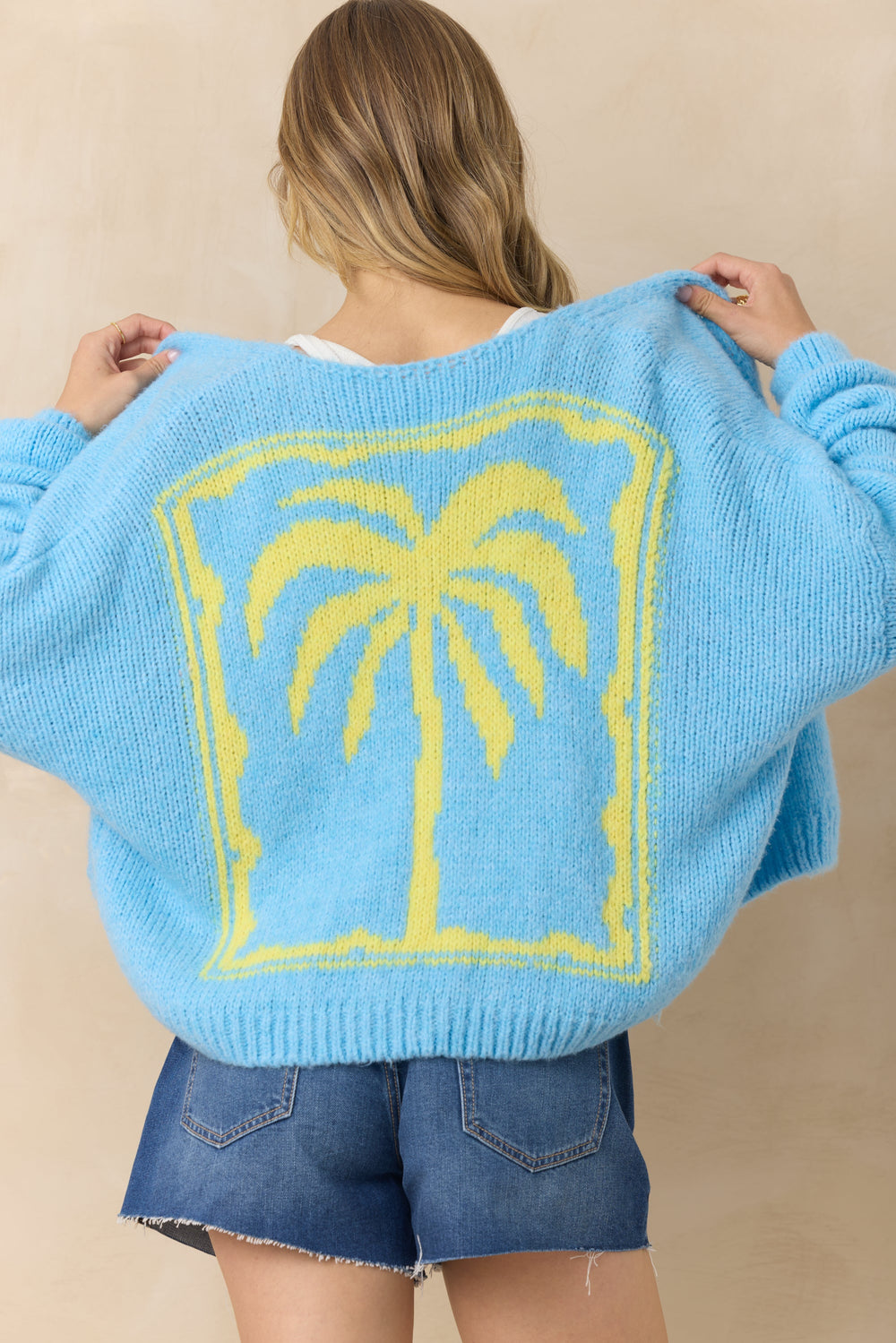 Vintage Havana | Jacquard Palm Tree Cardigan