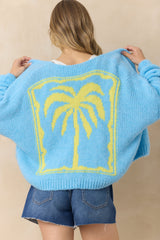 Vintage Havana | Jacquard Palm Tree Cardigan