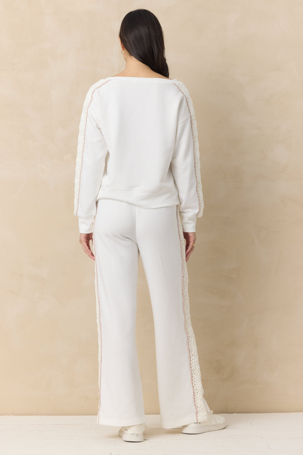 Vintage Havana | French Terry Crew Sweatshirt with Square Crochet Insert