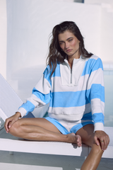 Vintage Havana | Striped French Terry Half Zip Sweatshirt
