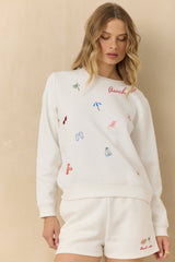 Vintage Havana | Vintage Fleece All-Over Embroidered Crewneck