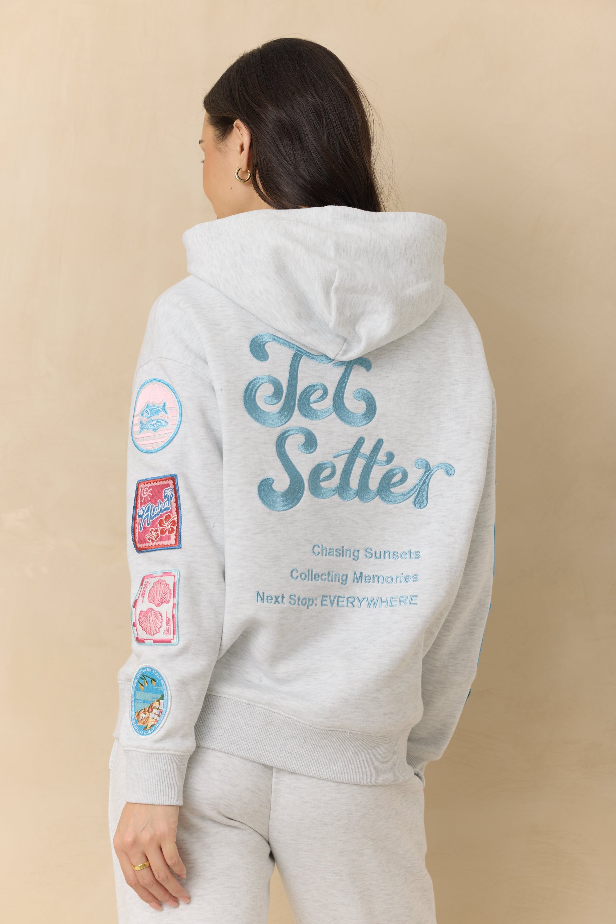 Vintage Havana | Ultra Fleece Hoodie with Patches and "Jet Setter" Embroidery