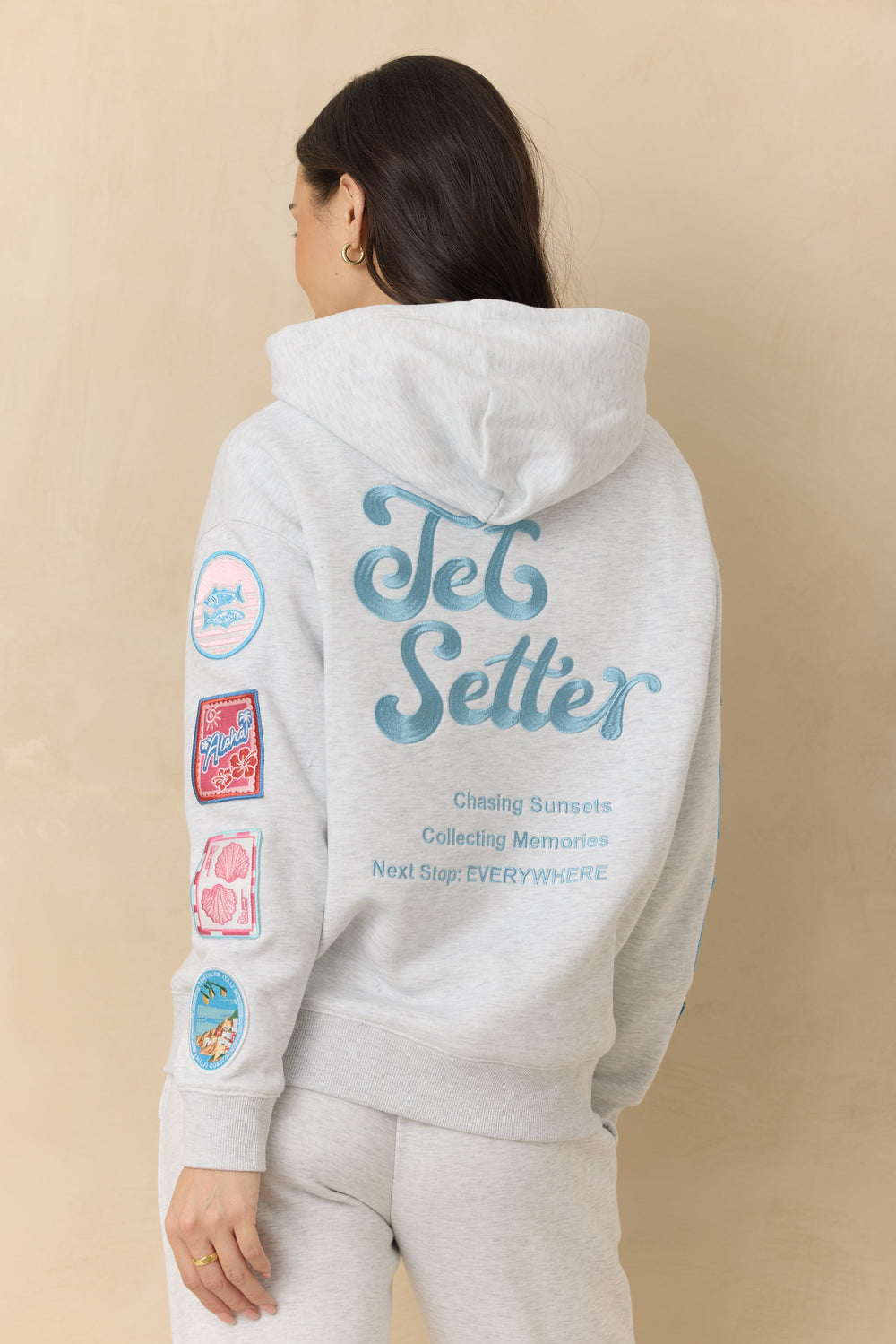 Vintage Havana | Ultra Fleece Hoodie with Patches and "Jet Setter" Embroidery
