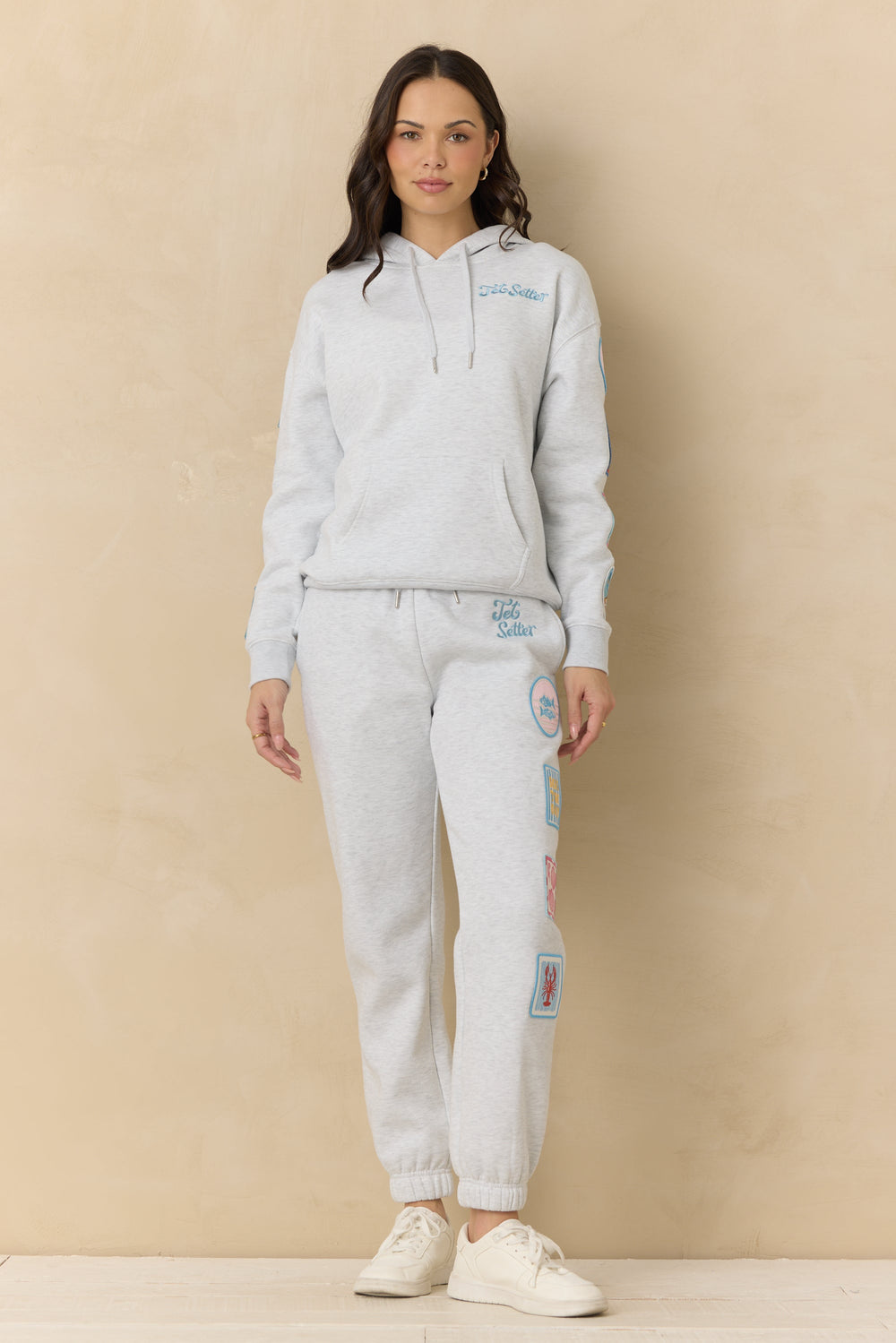 Vintage Havana | Ultra Fleece Hoodie with Patches and "Jet Setter" Embroidery
