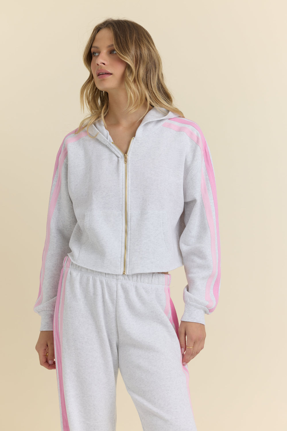 Vintage Havana | Crop Zip with Twill Tape Stripe