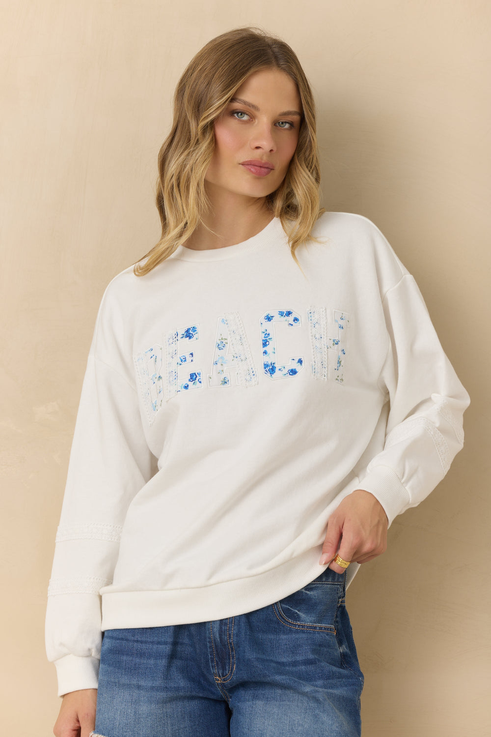 Vintage Havana | Mixed Applique Beach Crewneck