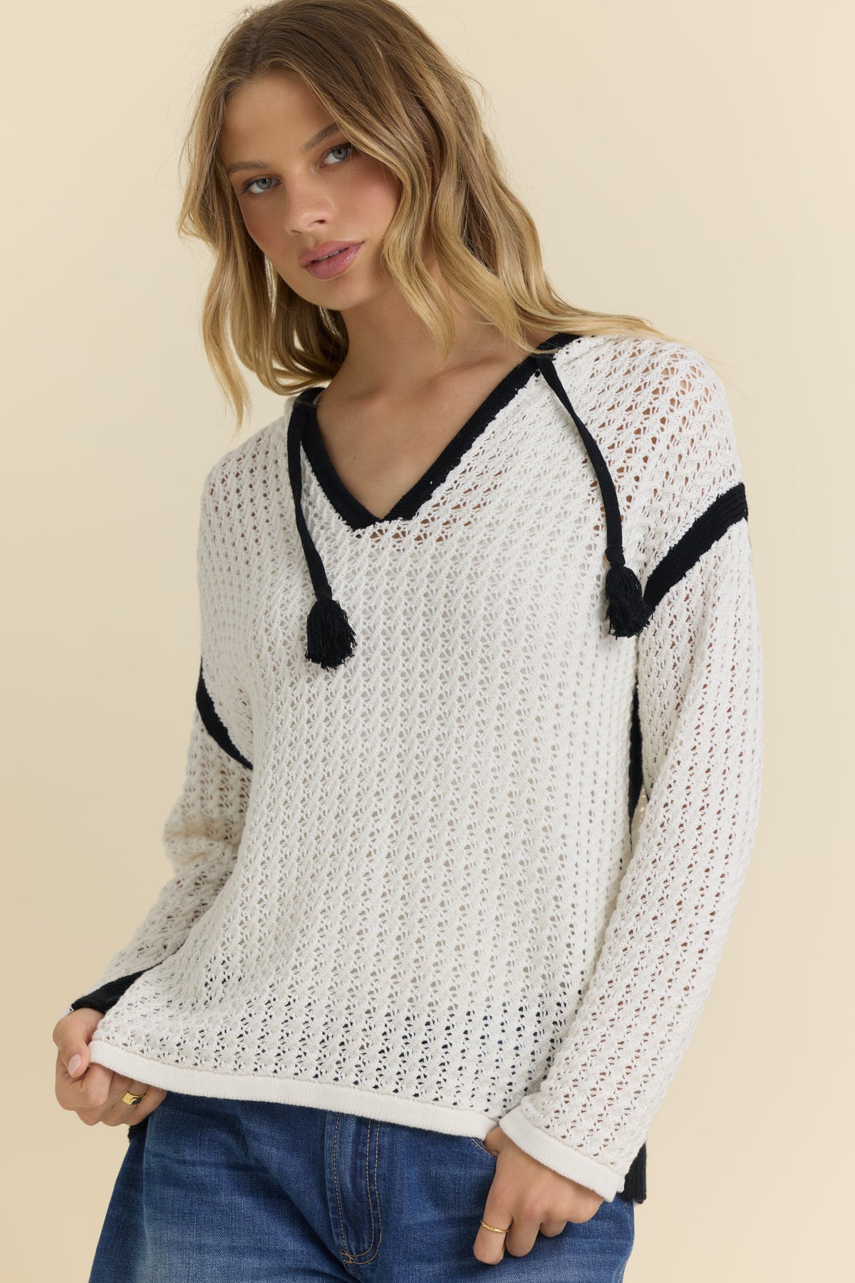 Vintage Havana | Contrast Crochet Hoodie
