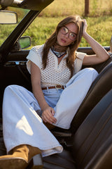 Vintage Havana | Open Knit Short Sleeve Quarter Zip Sweater