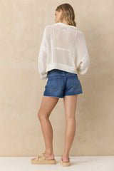 Vintage Havana | Open Knit Quarter Zip Sweater