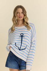 Vintage Havana | Purl Knit Stripe Sweater with Anchor