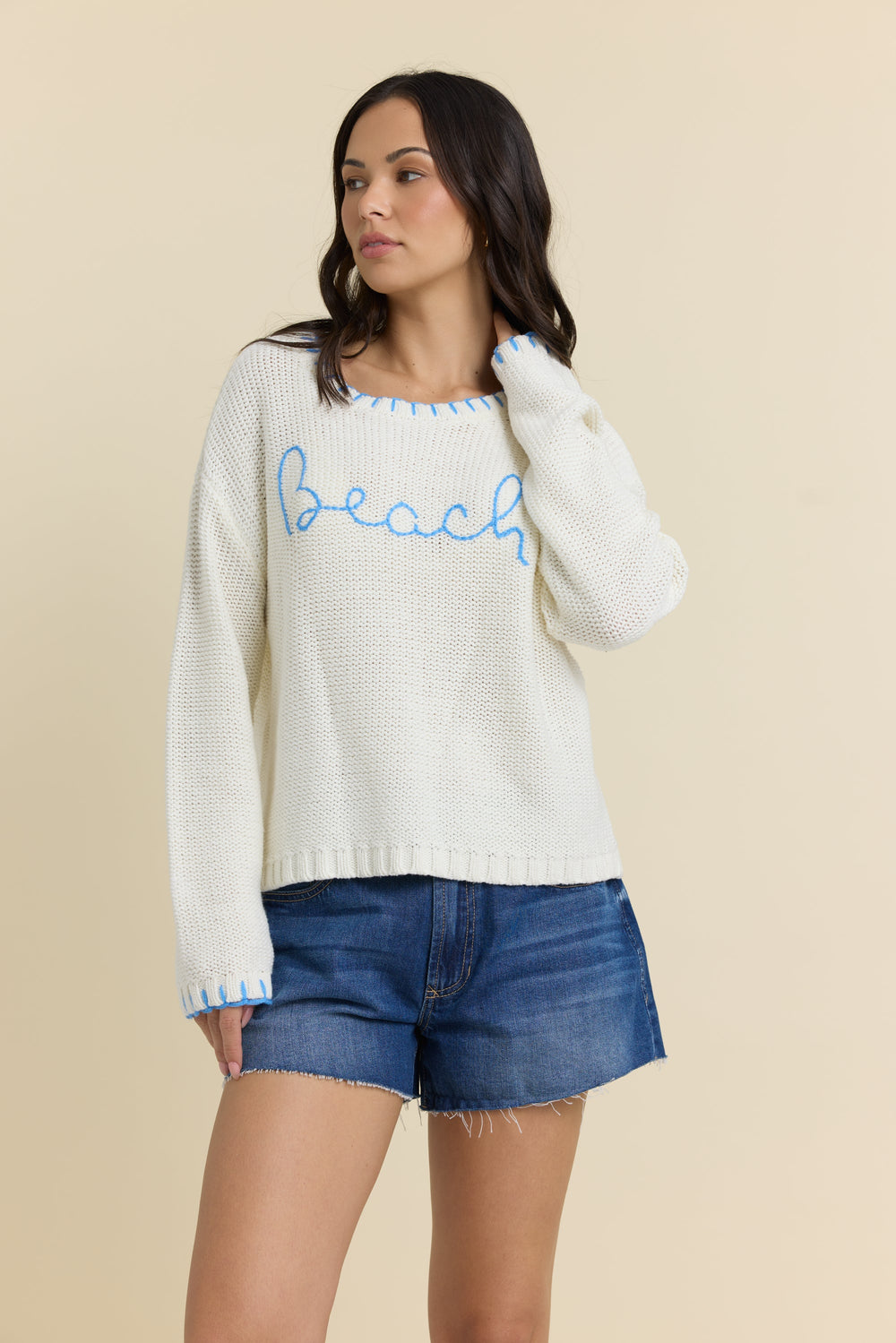 Vintage Havana | Beach Sweater with Whip Stitch