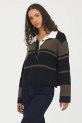 Vintage Havana | Woodland Stripe Collared Sweater