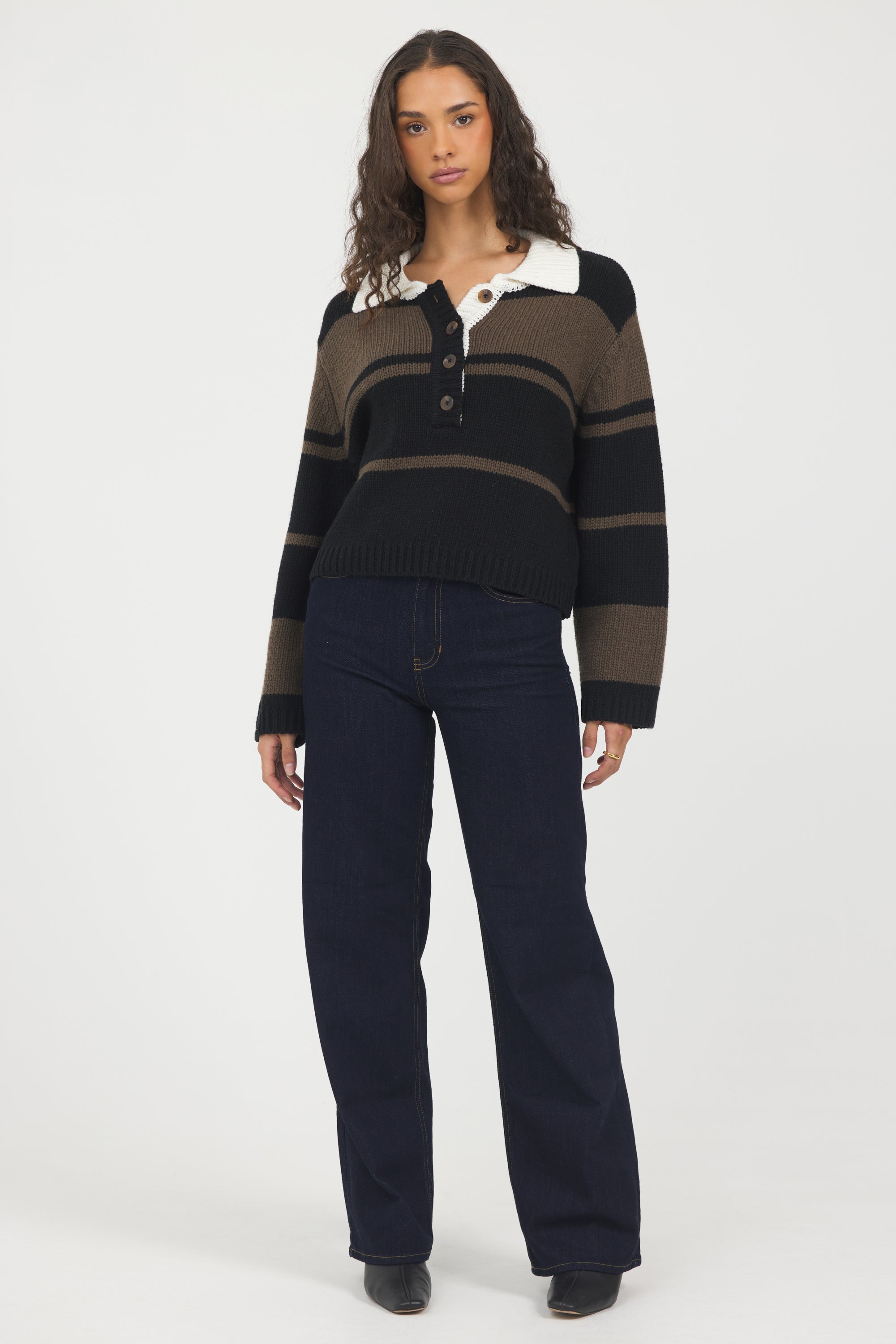 Vintage Havana | Woodland Stripe Collared Sweater
