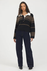 Vintage Havana | Woodland Stripe Collared Sweater
