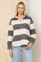 Vintage Havana | Buffalo Stripe Quarter Button Up