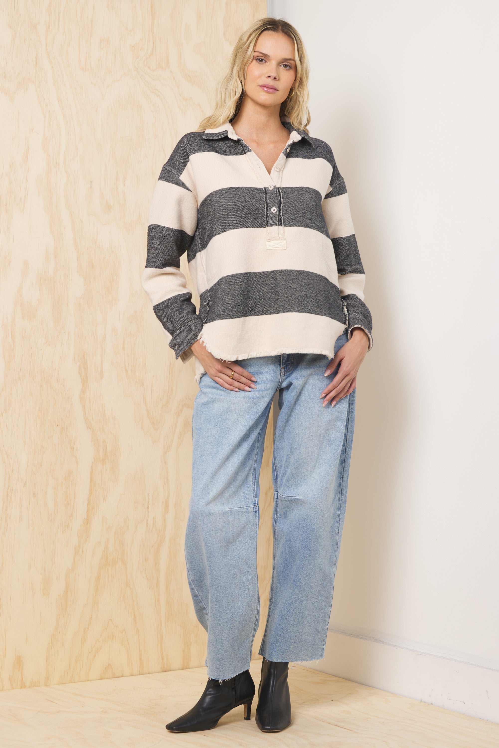 Vintage Havana | Buffalo Stripe Quarter Button Up