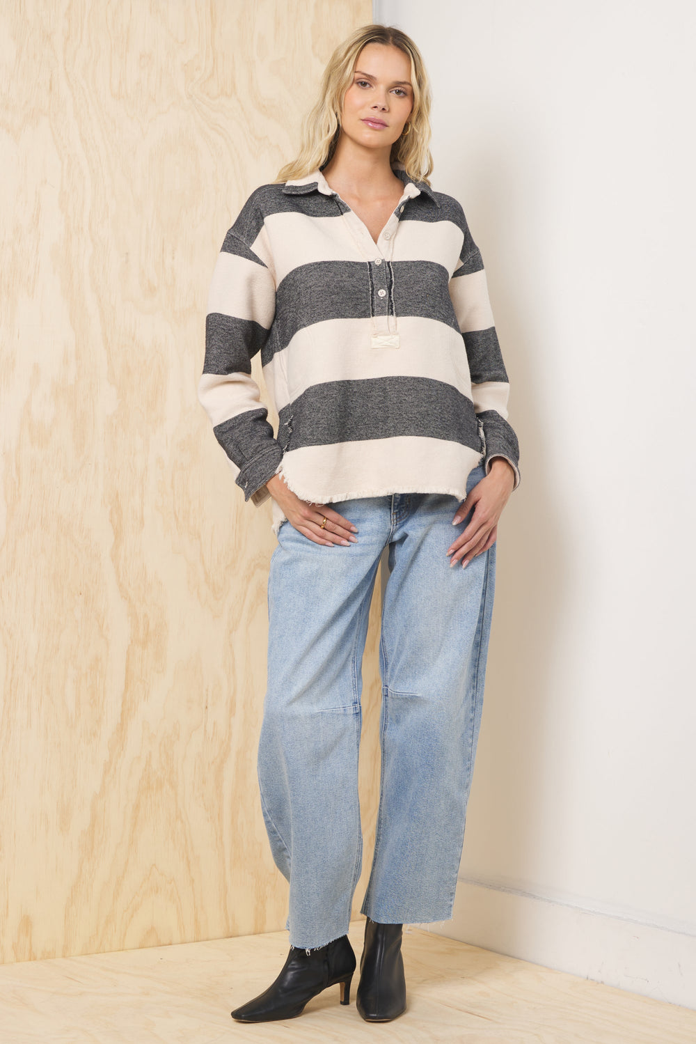 Vintage Havana | Buffalo Stripe Quarter Button Up