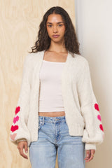 Vintage Havana | Heart Jacquard Cardigan