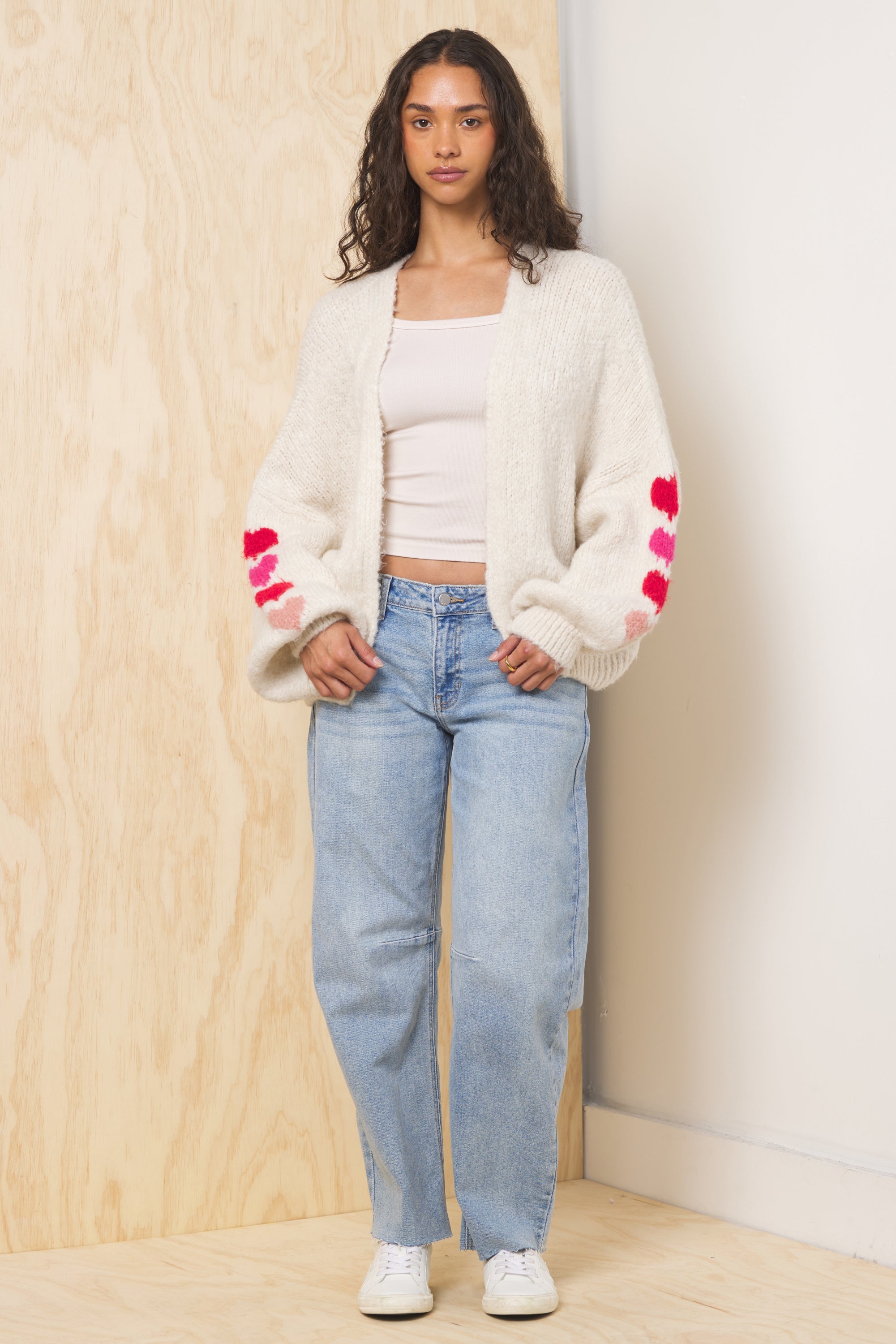 Vintage Havana | Heart Jacquard Cardigan