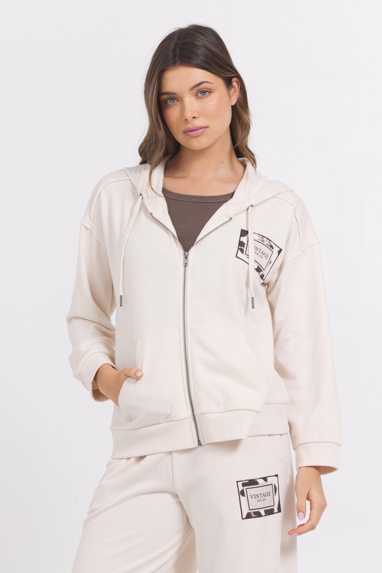 Vintage Havana | Suede Terry Zip Up