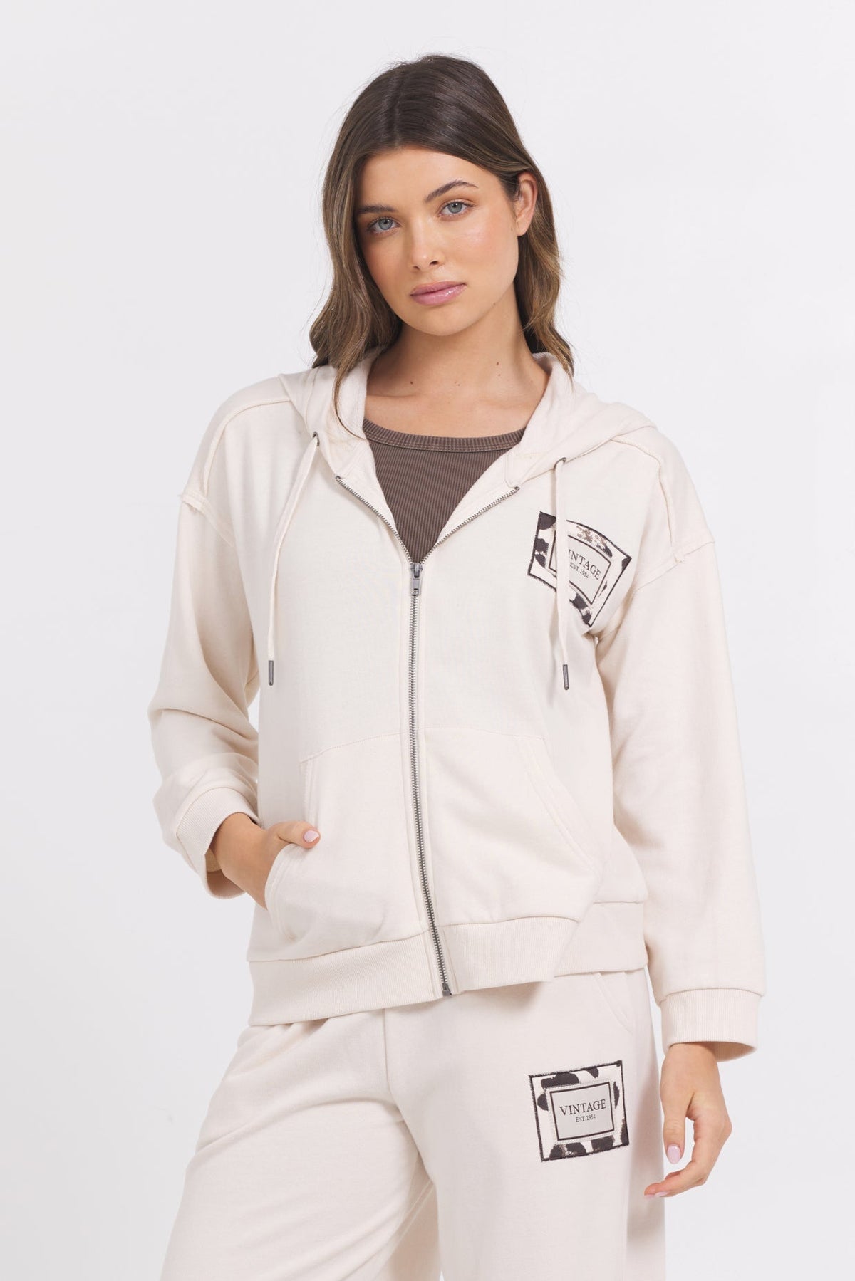 Vintage Havana | Suede Terry Zip Up