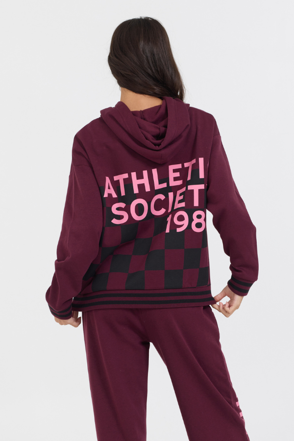 Vintage Havana | Cabernet W/ Rose Printed Heavy Surf Wash Hoodie