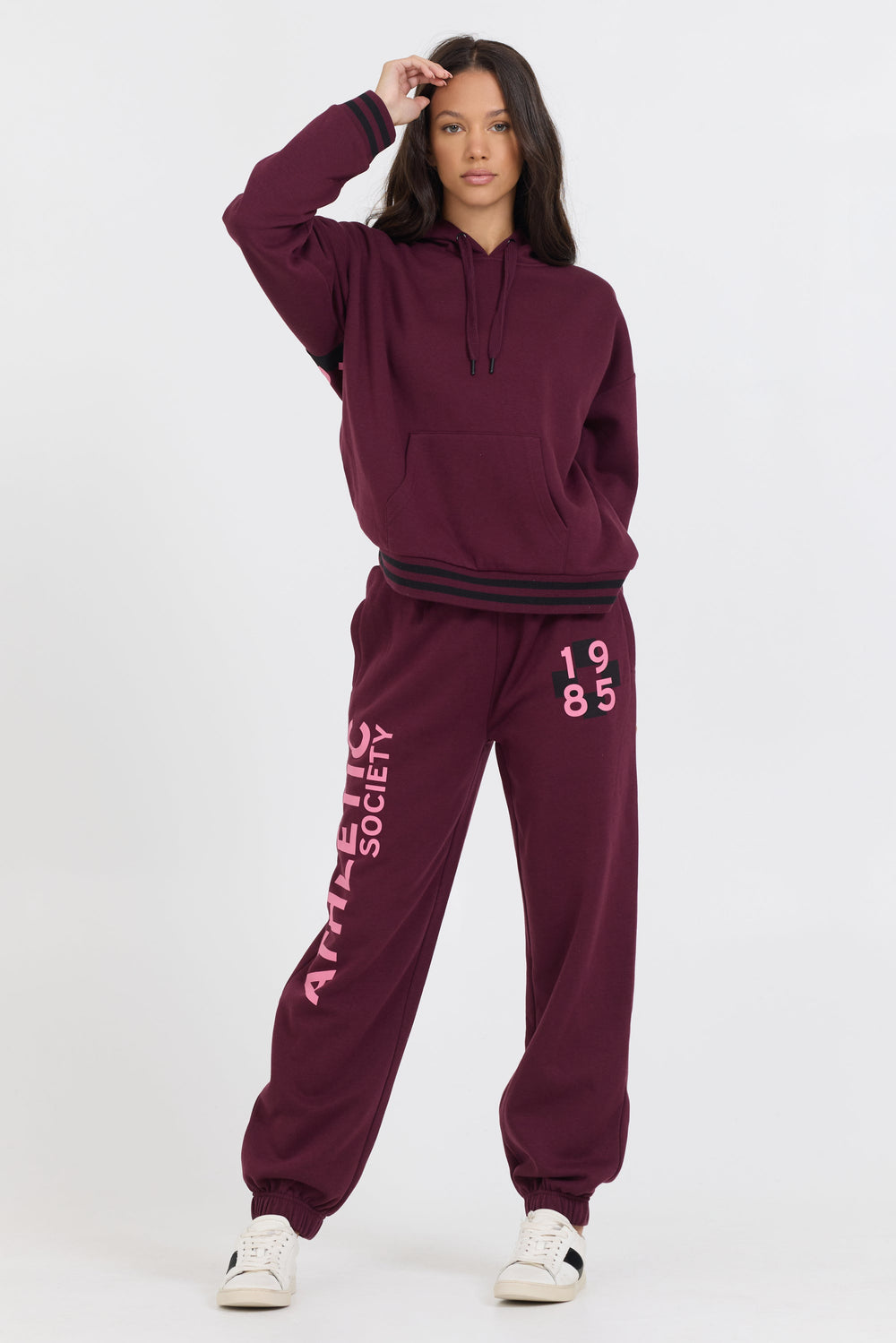 Vintage Havana | Cabernet W/ Rose Printed Heavy Surf Wash Hoodie