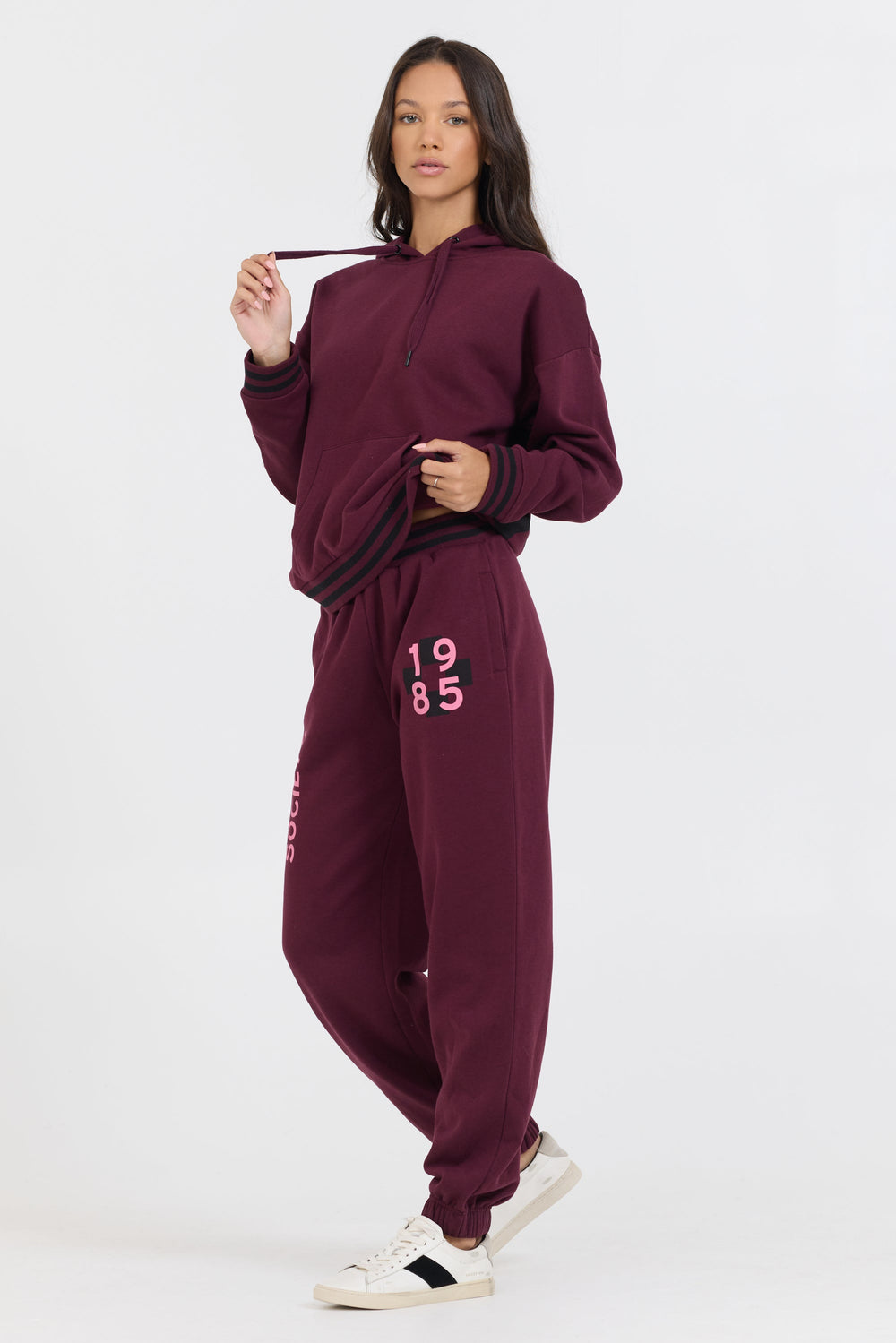 Vintage Havana | Cabernet W/ Rose Printed Heavy Surf Wash Hoodie