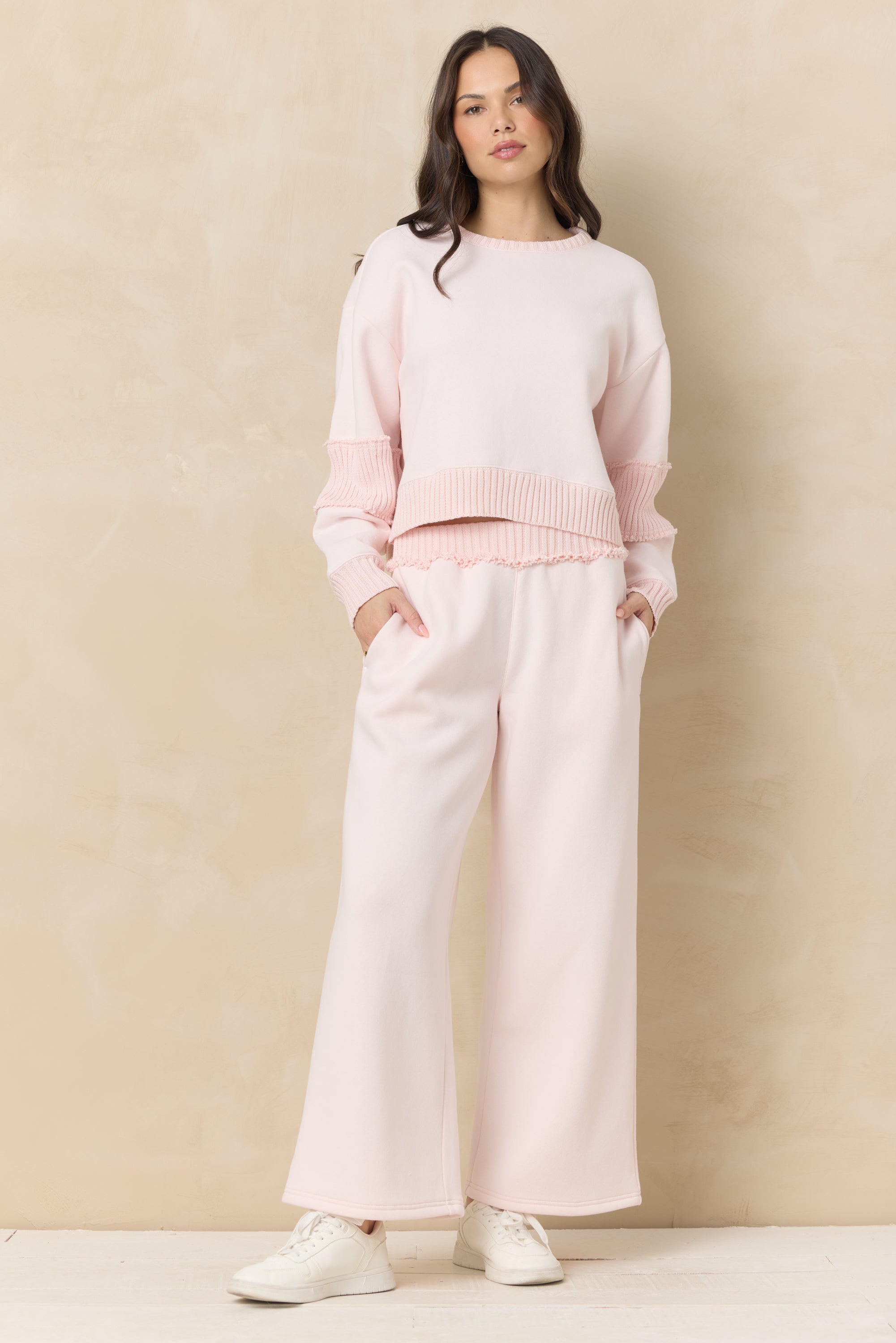 Vintage Havana | Vintage Fleece Wide Leg Pants with Rib